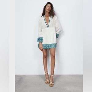 Zara Deep V Gauze Dress